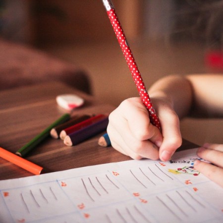 criança estudando educação em casa